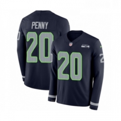 Youth Nike Seattle Seahawks 20 Rashaad Penny Limited Navy Blue Therma Long Sleeve NFL Jersey