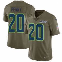 Youth Nike Seattle Seahawks 20 Rashaad Penny Limited Olive 2017 Salute to Service NFL Jersey