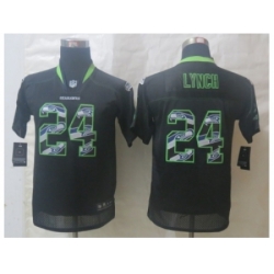 Youth Nike Seattle Seahawks #24 Lynch Black Jerseys(Lights Out Stitched)
