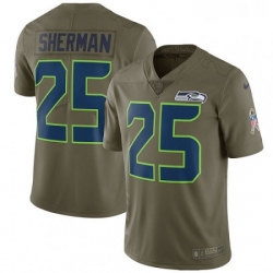 Youth Nike Seattle Seahawks 25 Richard Sherman Limited Olive 2017 Salute to Service NFL Jersey