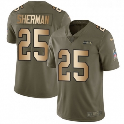 Youth Nike Seattle Seahawks 25 Richard Sherman Limited OliveGold 2017 Salute to Service NFL Jersey