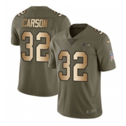 Youth Nike Seattle Seahawks 32 Chris Carson Limited OliveGold 2017 Salute to Service NFL Jersey