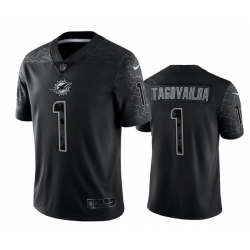Men Miami Dolphins 1 Tua Tagovailoa Black Reflective Limited Stitched Football Jersey