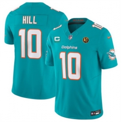 Men Miami Dolphins 10 Tyreek Hill Aqua 2023 F U S E  With 2 Star C Patch And John Madden Patch Vapor Limited Stitched Football Jersey