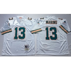 Men Miami Dolphins 13 Dan Marino White M&N Throwback Jersey