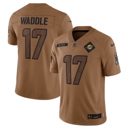 Men Miami Dolphins 17 Jaylen Waddle 2023 Brown Salute To Service Limited Stitched Football Jersey