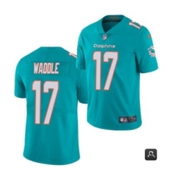 Men Miami Dolphins 17 Jaylen Waddle Aqua 2021 Vapor Untouchable Limited Stitched NFL Jersey