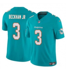 Men Miami Dolphins 3 Odell Beckham Jr Aqua 2023 F U S E Vapor Limited Stitched Football Jersey