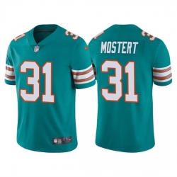 Men Miami Dolphins 31 Raheem Mostert Aqua Color Rush Limited Stitched Football Jersey