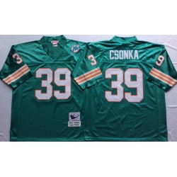 Men Miami Dolphins 39 Larry Csonka Aqua M&N Throwback Jersey