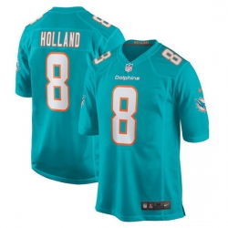 Men Miami Dolphins 8 Jevon Holland Aqua Stitched Game Jersey
