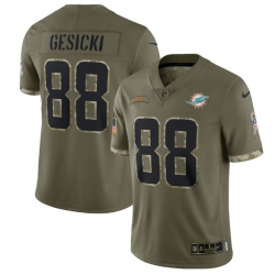 Men Miami Dolphins 88 Mike Gesicki Olive 2022 Salute To Service Limited Stitched Jersey