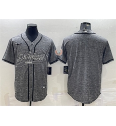 Men Miami Dolphins Blank Grey With Patch Cool Base Stitched Baseball Jersey