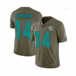 Mens Miami Dolphins 14 Ryan Fitzpatrick Limited Olive 2017 Salute to Service Football Jersey