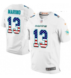 Mens Nike Miami Dolphins 13 Dan Marino Elite White Road USA Flag Fashion NFL Jersey