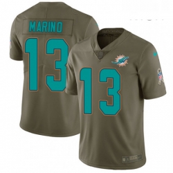 Mens Nike Miami Dolphins 13 Dan Marino Limited Olive 2017 Salute to Service NFL Jersey