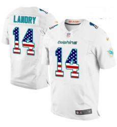 Mens Nike Miami Dolphins 14 Jarvis Landry Elite White Road USA Flag Fashion NFL Jersey