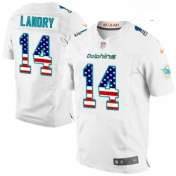 Mens Nike Miami Dolphins 14 Jarvis Landry Elite White Road USA Flag Fashion NFL Jersey