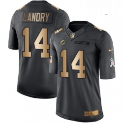 Mens Nike Miami Dolphins 14 Jarvis Landry Limited BlackGold Salute to Service NFL Jersey