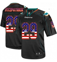Mens Nike Miami Dolphins 29 Minkah Fitzpatrick Elite Black USA Flag Fashion NFL Jersey