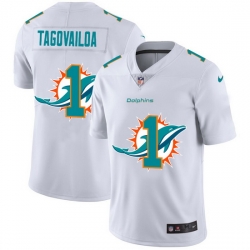 Miami Dolphins 1 Tua Tagovailoa White Men Nike Team Logo Dual Overlap Limited NFL Jersey