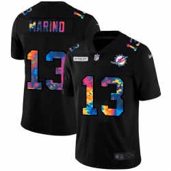 Miami Dolphins 13 Dan Marino Men Nike Multi Color Black 2020 NFL Crucial Catch Vapor Untouchable Limited Jersey