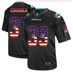 New Miami Dolphins #39 Larry Csonka Black Men' Stitched NFL Elite USA Flag Fashion Jersey