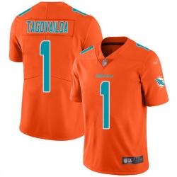 Nike Dolphins 1 Tua Tagovailoa Orange Men Stitched NFL Limited Inverted Legend Jersey