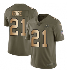 Nike Dolphins #21 Frank Gore Olive Gold Mens Stitched NFL Limited 2017 Salute To Service Jersey