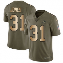 Nike Dolphins 31 Byron Jones Olive Gold Men Stitched NFL Limited 2017 Salute To Service Jersey