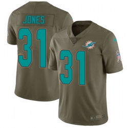 Nike Dolphins 31 Byron Jones Olive Men Stitched NFL Limited 2017 Salute To Service Jersey