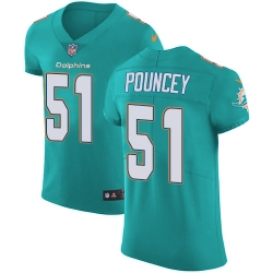 Nike Dolphins #51 Mike Pouncey Aqua Green Team Color Mens Stitched NFL Vapor Untouchable Elite Jersey