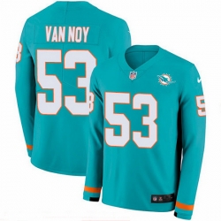 Nike Dolphins 53 Kyle Van Noy Aqua Green Team Color Men Stitched NFL Limited Therma Long Sleeve Jersey