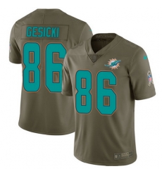 Nike Dolphins #86 Mike Gesicki Olive Mens Stitched NFL Limited 2017 Salute To Service Jersey