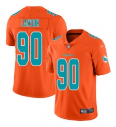 Nike Dolphins 90 Shaq Lawson Orange Men Stitched NFL Limited Inverted Legend Jersey