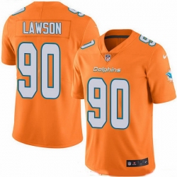 Nike Dolphins 90 Shaq Lawson Orange Men Stitched NFL Limited Rush Jersey
