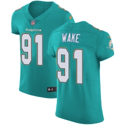 Nike Dolphins #91 Cameron Wake Aqua Green Team Color Mens Stitched NFL Vapor Untouchable Elite Jersey