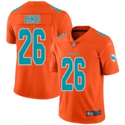 Nike Miami Dolphins 26 Salvon Ahmed Orange Men Stitched NFL Limited Inverted Legend Jersey