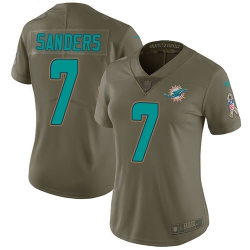 7 Limited Jason Sanders Olive Nike NFL Womens Jersey Miami Dolphins 2017 Salute to Service