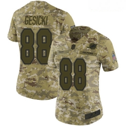 Dolphins #88 Mike Gesicki Camo Women Stitched Football Limited 2018 Salute to Service Jersey