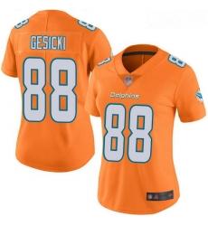Dolphins #88 Mike Gesicki Orange Women Stitched Football Limited Rush Jersey