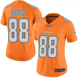 Dolphins #88 Mike Gesicki Orange Women Stitched Football Limited Rush Jersey