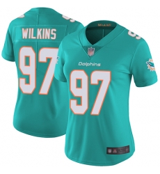 Dolphins 97 Christian Wilkins Aqua Green Team Color Women Stitched Football Vapor Untouchable Limited Jersey