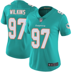 Dolphins 97 Christian Wilkins Aqua Green Team Color Women Stitched Football Vapor Untouchable Limited Jersey