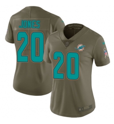 Nike Dolphins #20 Reshad Jones Olive Womens Stitched NFL Limited 2017 Salute to Service Jersey