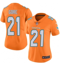 Nike Dolphins #21 Frank Gore Orange Womens Stitched NFL Limited Rush Jersey