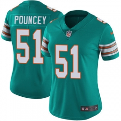 Nike Dolphins #51 Mike Pouncey Aqua Green Alternate Womens Stitched NFL Vapor Untouchable Limited Jersey