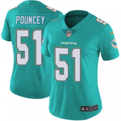 Nike Dolphins #51 Mike Pouncey Aqua Green Team Color Womens Stitched NFL Vapor Untouchable Limited Jersey