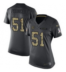 Nike Dolphins #51 Mike Pouncey Black Womens Stitched NFL Limited 2016 Salute to Service Jersey