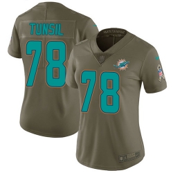 Nike Dolphins #78 Laremy Tunsil Olive Womens Stitched NFL Limited 2017 Salute to Service Jersey